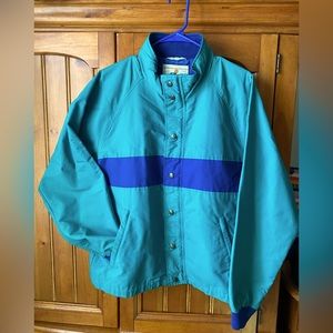 Vintage Men’s Eastern Mountain Sports Green and Blue Windbreaker Jacket